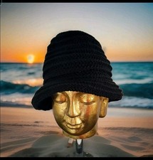 Bucket Hat, Fischerhut, Anglerhut, schwarz gehäkelt, ca. 56-58 cm Neu!!!