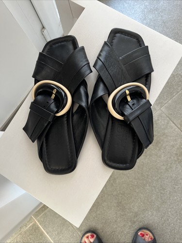 Agl leder pantolette - pantolette, schwarz
