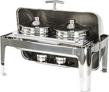 Edelstahl Rolldeckel Buffet Suppenwärmer mit 2 Suppentöpfen 2 x 4,5 l - rund