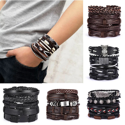 Mehrlagiges lederarmband - mehrlagiges,