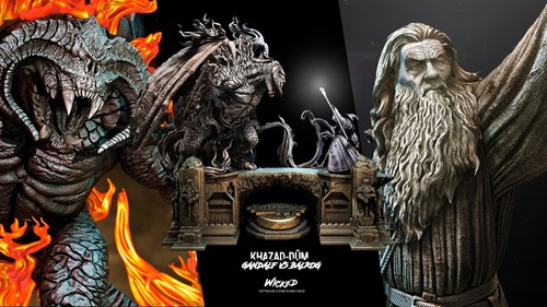 Gandalf balrog diorama 3d - gandalf,