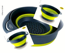 Silikon Schüssel + Sieb faltbar grau / limette platzsparend Wohnmobil Miniküche
