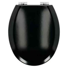 Poseidon WC Sitz Schwarz mit Absenkautomatik Holz