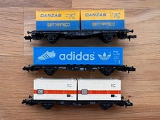 Fleischmann / Minitrix N 3x Containertragwagen 8233 8234 / 3563
