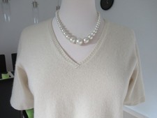 Peter Hahn Damen Cashmere Pullover 100% Kaschmir Kurzarm Ecru M 38 40