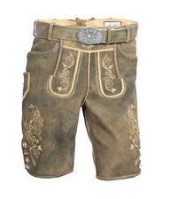 kurze Trachtenlederhose Latz zum Knöpfen Gürtel Plattlerhose von Fuchs Trachten