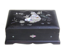 Alte China Japan Lack- Dose Deckeldose mit Perlmutt- Einlage  Gute Erhaltung