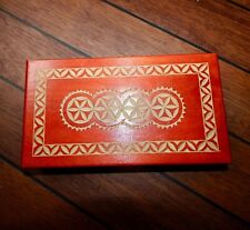 Vintage Schatztruhe Schatzkiste Schatulle Holzkiste Holzbox 21,5x11,5cm orange