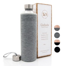 T&N Glasflasche 1 Liter Trinkflasche Glas dickeres Borosilikatglas 1l - 1000ml