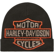 Harley Davidson Mütze Oversized Bar & Shield Beanie Schwarz Wollmütze