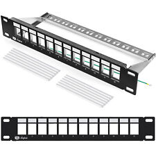 Patchfeld 10 Zoll Patchpanel Verteilerfeld 12-Port 1HE Keystone Modul schwarz