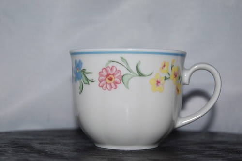 Kaffeetasse rosa gelb blau - kaffeetasse,
