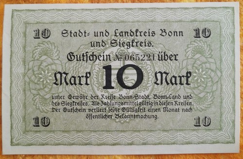 Notgeldschein bonn mark - 10,