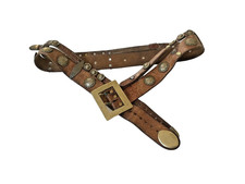 Alter ausgefallener Echtleder Trachten-Ledergürtel