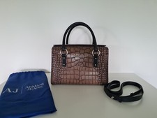 Tasche / Henkeltasche / Bowlingbag, Armani Jeans, braun, Kroko, NP: 185€