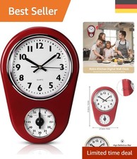 Stille Rot Wanduhr für Innenräume – Großes Zifferblatt, 21,6 cm Durchmesser