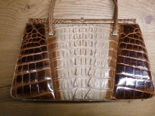 Vintage Krokodilleder-Handtasche Kroko-Tasche Echt Kroko Krokodilleder