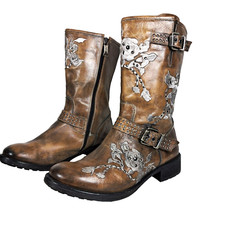 We Are Engineer Boots Stiefel Biker Leder braun  antik mit Stickerei top Gr. 40