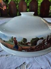 Alter Lampenschirm mit Landwirtschaft Motiven Aus Glas Durchmesser 25 CM