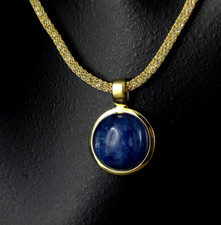 Anhänger Silber 925 Kyanit blau Gold + gefüllte Kette - elegant & zeitlos