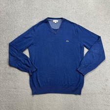 LACOSTE Herren Pullover Gr M Sweater Strickpullover Jumper Logo 30412 Blau