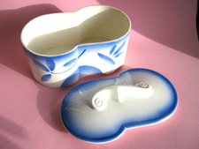 Deckeldose Dose STAFFEL Keramik Art Deco Spritzdekor
