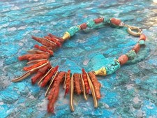 Designer Kette Koralle Türkis Unikat