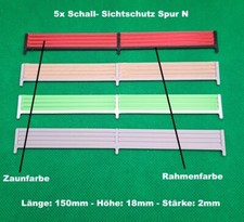 5x Schallschutz á 150mm Zaun Spur N 3D Druck 8 Farben kombi - 10tlg. Bausatz