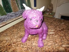 Mops, Figur, lila beglimmert mit Engelsflügel, 26 cm hoch, gebraucht!!
