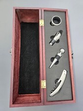 Wein Geschenkbox Holz mit Korkenzieher, Verschluss, Ausgießer, Tropfring