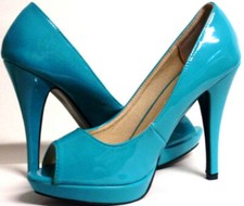 Party Damen Lack Pumps Party grün türkis High Heel Peeptoe Stiletto Schuhe