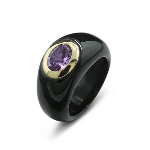 Ring schwarze jade amethyst - ring,