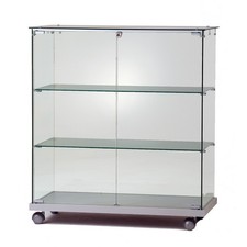 breite Vitrine Glas halbhoch