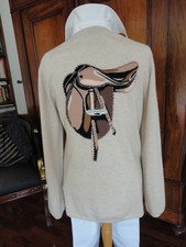 ALLUDE 100% Kaschmir Cashmere Strickjacke sandbeige XL XXL Pferde NP €430,--