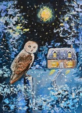 Eule im Winter Handgemaltes