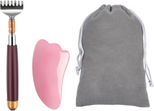 1 Stück Einziehbarer Rückenkratzer - Gua-Sha-Brett - Flanellbeutel - Manueller