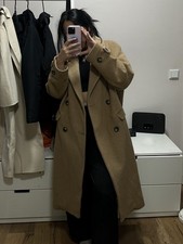 H&M oversize Mantel Jacke beige Wollanteil