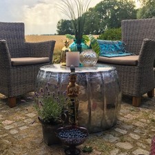 Lotushome Couchtisch  Aluminium silber D:70 cm H:44,5 cm