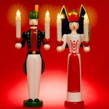 SIKORA ENGEL UND BERGMANN Weihnachts Figuren aus Holz im 2er Set mit LED Kerzen