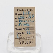 Fahrkarte Fahrschein Pappe Platzkarte D177 Hannover