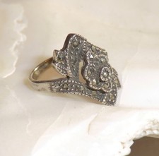 Ring mit Markasiten vermutlich Silber Design Ring 4,3 Gramm Größe 16,2/ 51mm