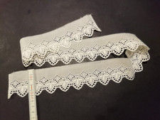 73 cm Antike Weiße Wäsche Spitze 4,0 cm hohe Borte Lochstickerei Puppenkleidung