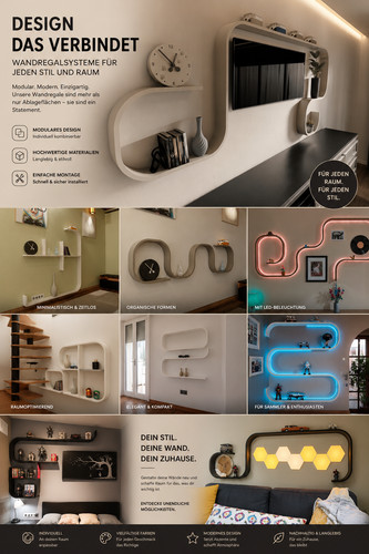 Modernes wandregal design - wandregal, 3d