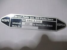 Josef Peitz Typenschild Schild