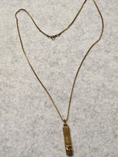 Kette mit Geheimversteck, Aufschraubbar, Länge 59 cm Aufschrift SOS, Goldfarbend