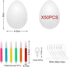 Ostereier Deko Plastik weiß,50pcs Plastikeier Kunststoff Eier 6 cm Dekoeier