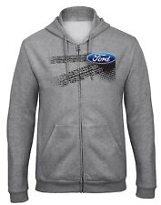 Ford Auto Logo Kapuzenpullover Hooded Sweatjacke mit Reißverschluss-9016-Grau
