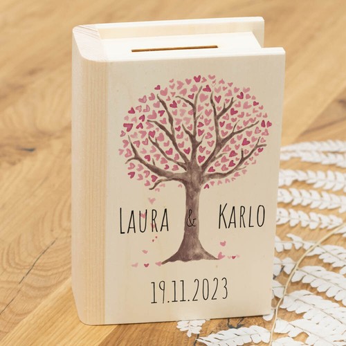 Sparbuch zur hochzeit aus holz - zur,