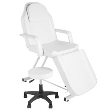 Kosmetikliege Set mit Hocker Verstellbar Leder Beauty Salon Wellness Massagelieg