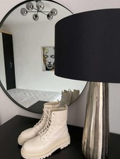 STRADIVARIUS Stiefelette Boots Schnürstiefelette Beige Creme Gr.37 Neu